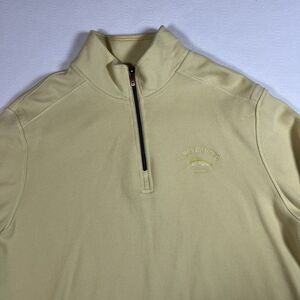 Tommy Bahama Mens Large 1/4 Zip Pullover Sweatshirt Yellow 100% Cotton Marlin L